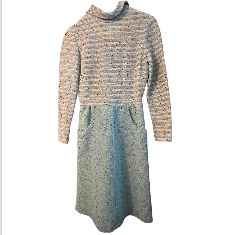 Vtg Rona New York Made USA Smock Dress Zip back Collar Pockets Sz M Women